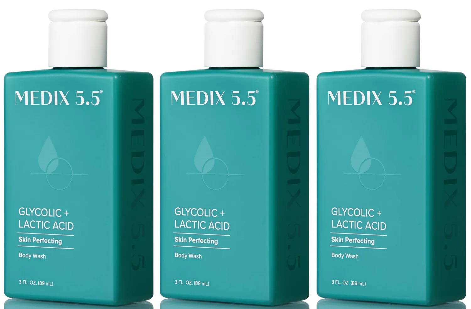 MEDIX Glycolic Acid + Lactic Acid Exfoliating Body Wash Gel | KP Bump Eraser | AHA Exfoliant Skin Care Body Cleanser | Keratosis Pilaris & Acne | Foaming Face Wash, 3 Fl Oz Travel Size, 3-Pack