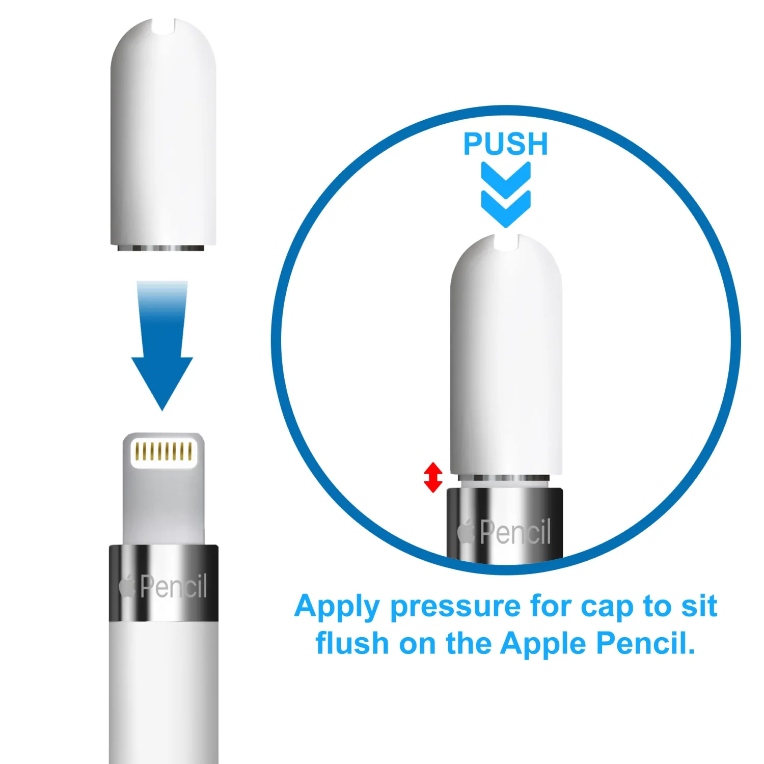 TechMatte Non-Magnetic 2-in-1 Cap Charging Adapter Compatible with Apple Pencil 1st Generation, Female to Female Charger Connector Cap (2-Pack)