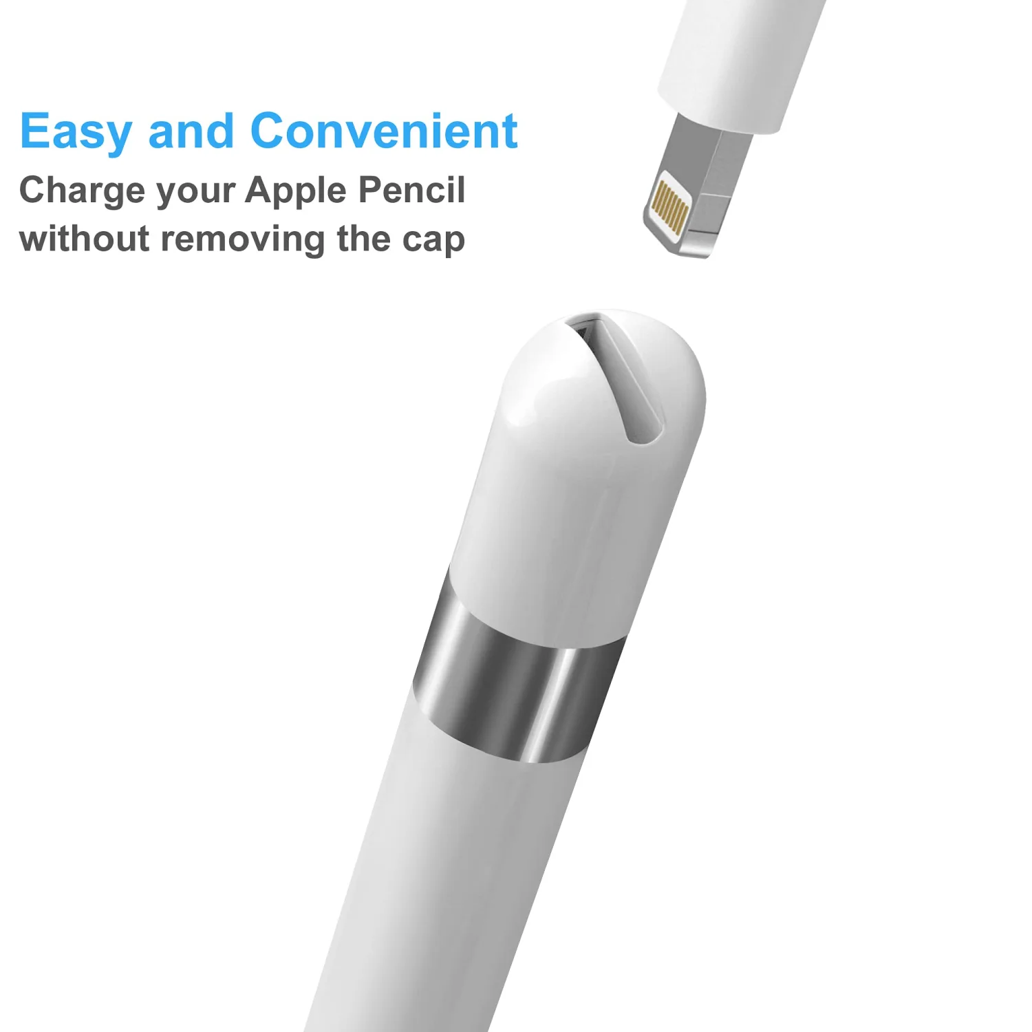 TechMatte Non-Magnetic 2-in-1 Cap Charging Adapter Compatible with Apple Pencil 1st Generation, Female to Female Charger Connector Cap (2-Pack)