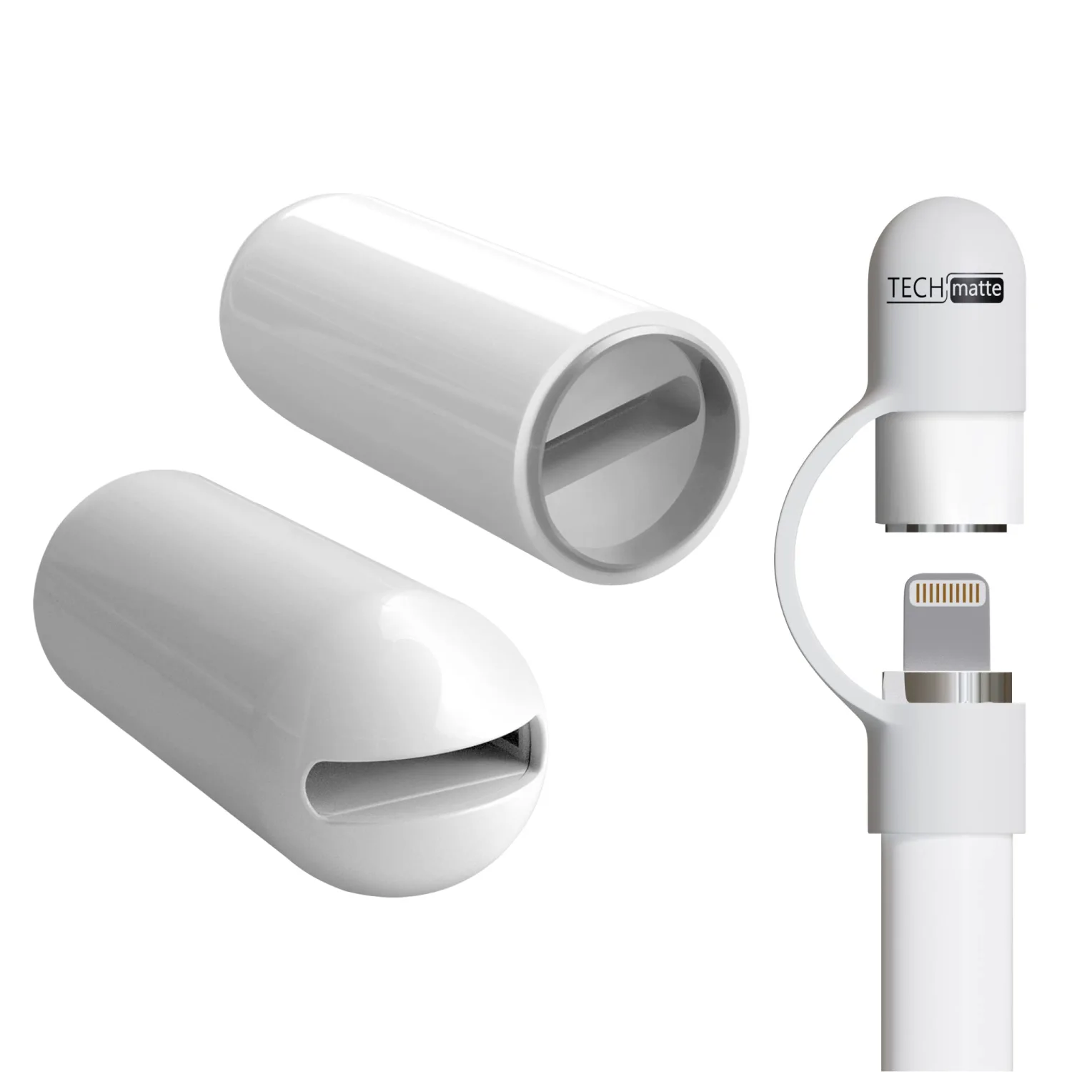 TechMatte Non-Magnetic 2-in-1 Cap Charging Adapter Compatible with Apple Pencil 1st Generation, Female to Female Charger Connector Cap (2-Pack)