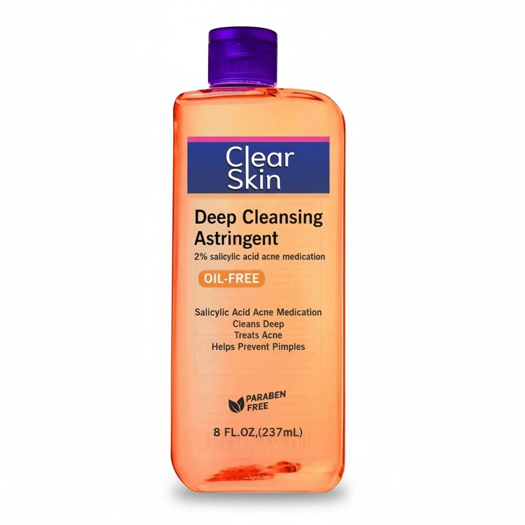 Clear Skin Deep Cleansing Astringent with 2% Salicylic Acid – Oil-Free Acne Treatment for Face – Unclogs Pores & Prevents Breakouts – 8 fl oz Works with Macujo