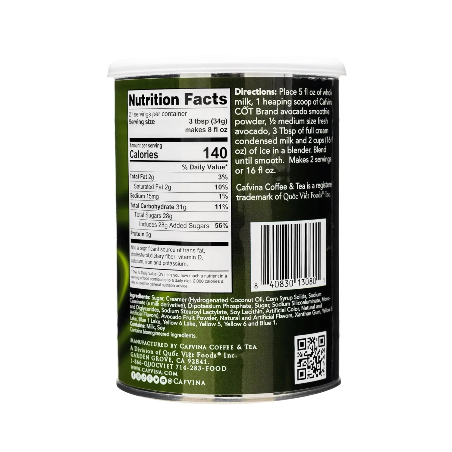 Cafvina Avocado Smoothie Powder – 1 lb 10 oz | Rich & Creamy Avocado Blend for Smoothies, Milk Teas & Desserts | Made in the USA