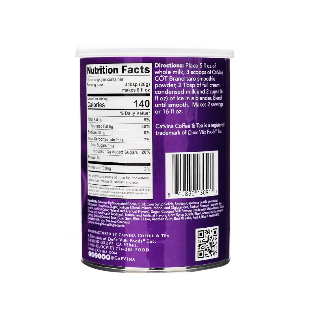 Cafvina Taro Smoothie Powder – 1 lb 2 oz | Sweet & Nutty Taro Blend for Smoothies, Milk Teas & Desserts | Made in the USA