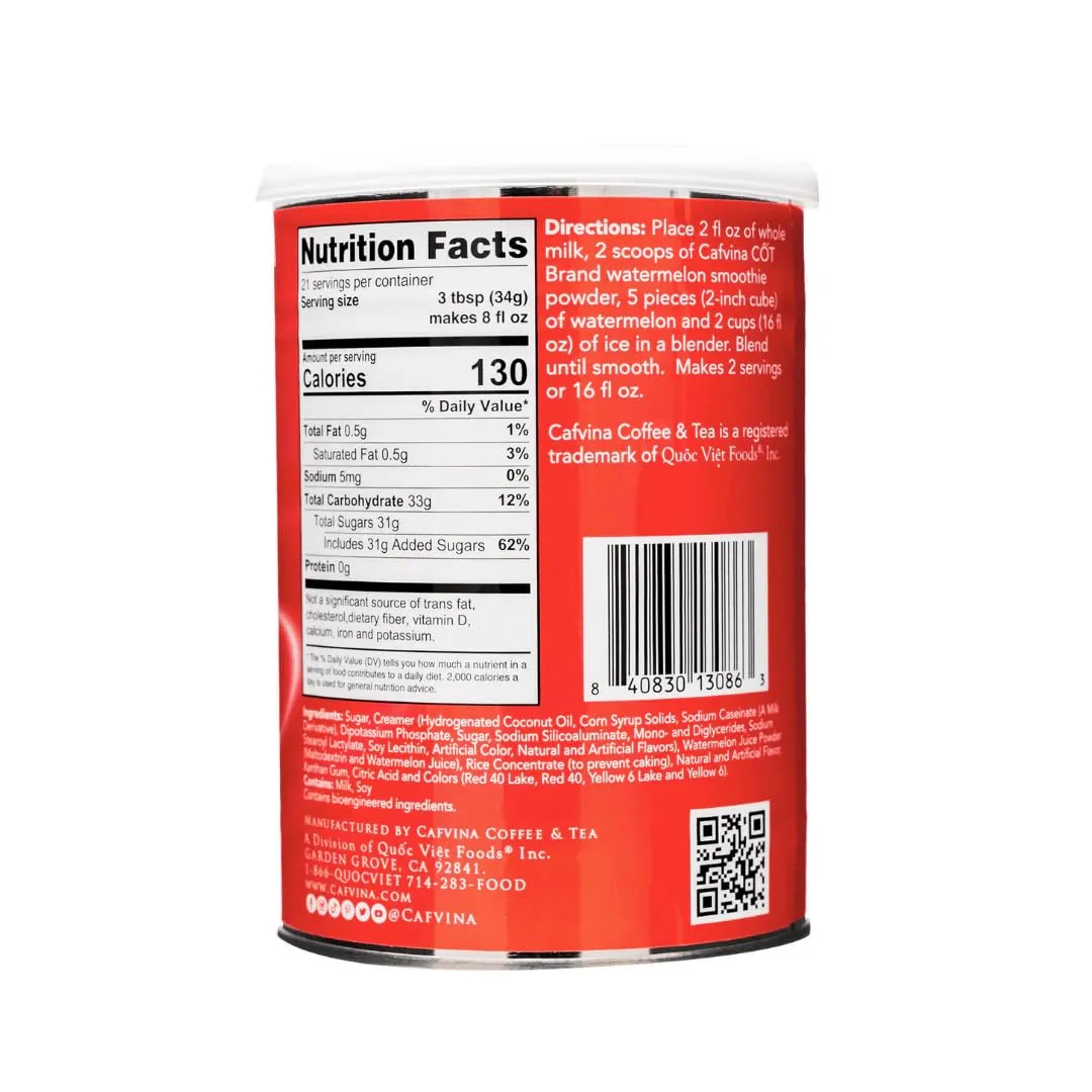 Cafvina Watermelon Smoothie Powder – 1 lb 10 oz | Sweet & Juicy Watermelon Blend for Smoothies, Milk Teas & Desserts | Made in the USA