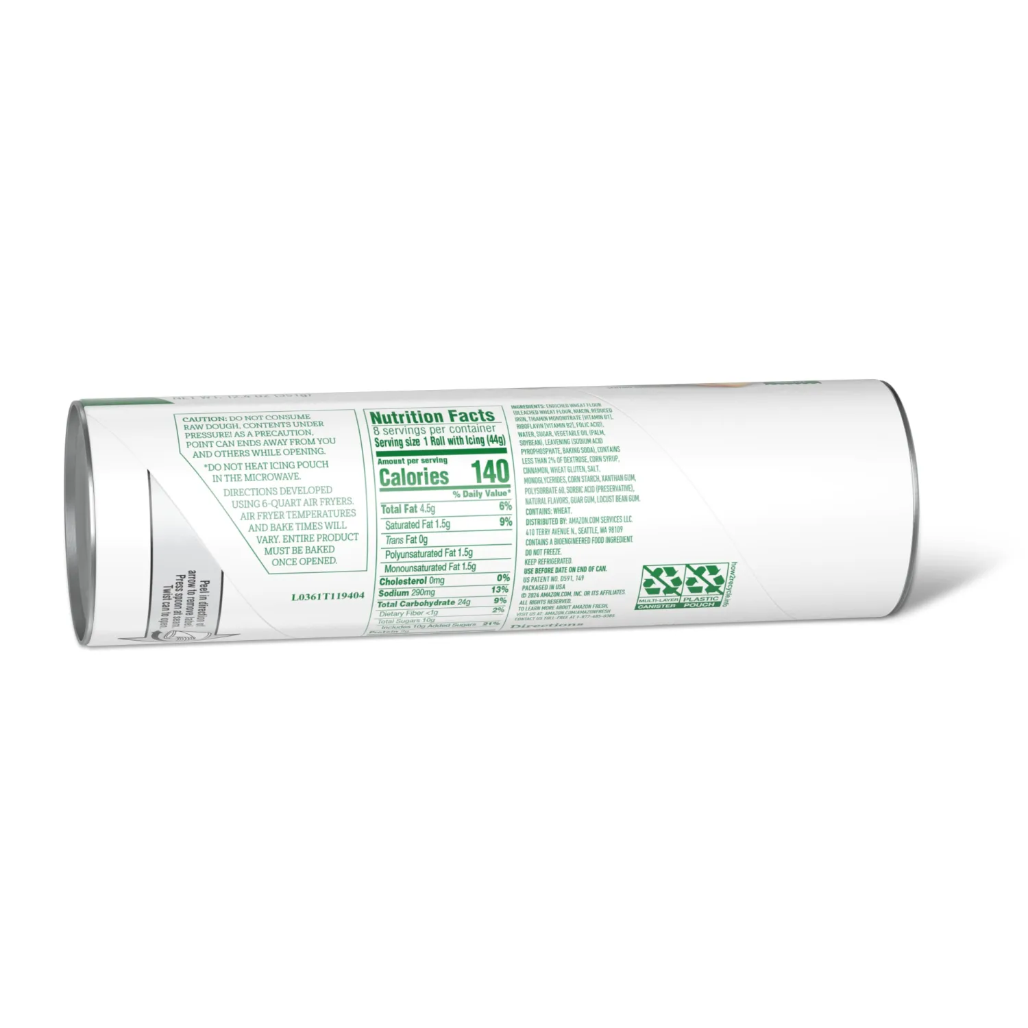 Amazon Fresh - Cinnamon Rolls with Original Icing, 8 Ct, 12.4 Ounce
