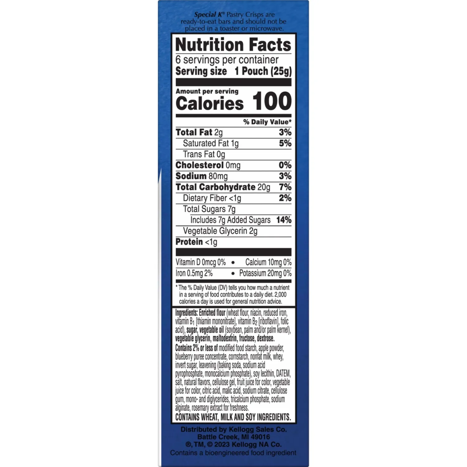 Special K Bar Pastry Crisps, 100 Calorie Snacks, Breakfast Bars, Blueberry, 5.28oz Box (12 Crisps)