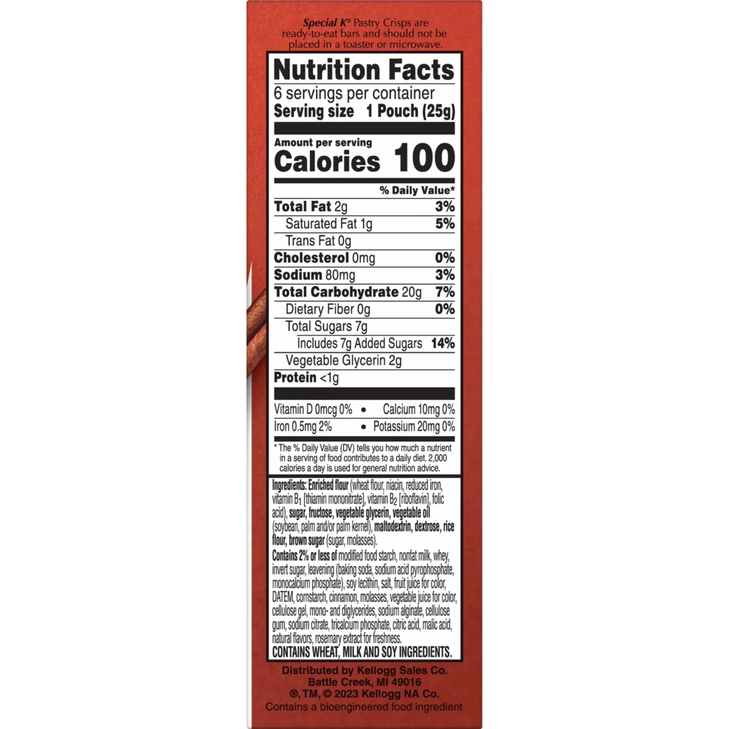 Special K Bar Pastry Crisps, 100 Calorie Snacks, Breakfast Bars, Brown Sugar Cinnamon, 5.28oz Box (12 Crisps)