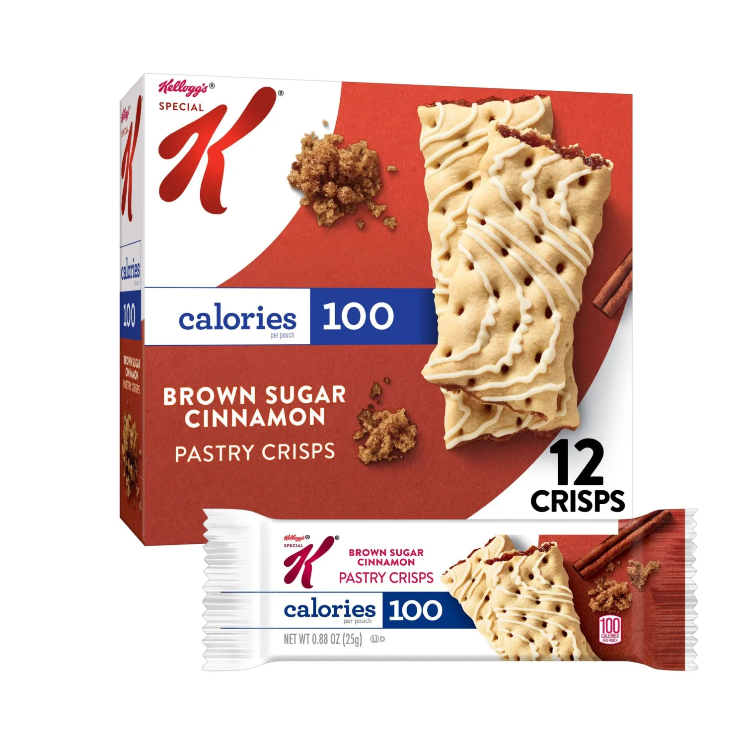 Special K Bar Pastry Crisps, 100 Calorie Snacks, Breakfast Bars, Brown Sugar Cinnamon, 5.28oz Box (12 Crisps)