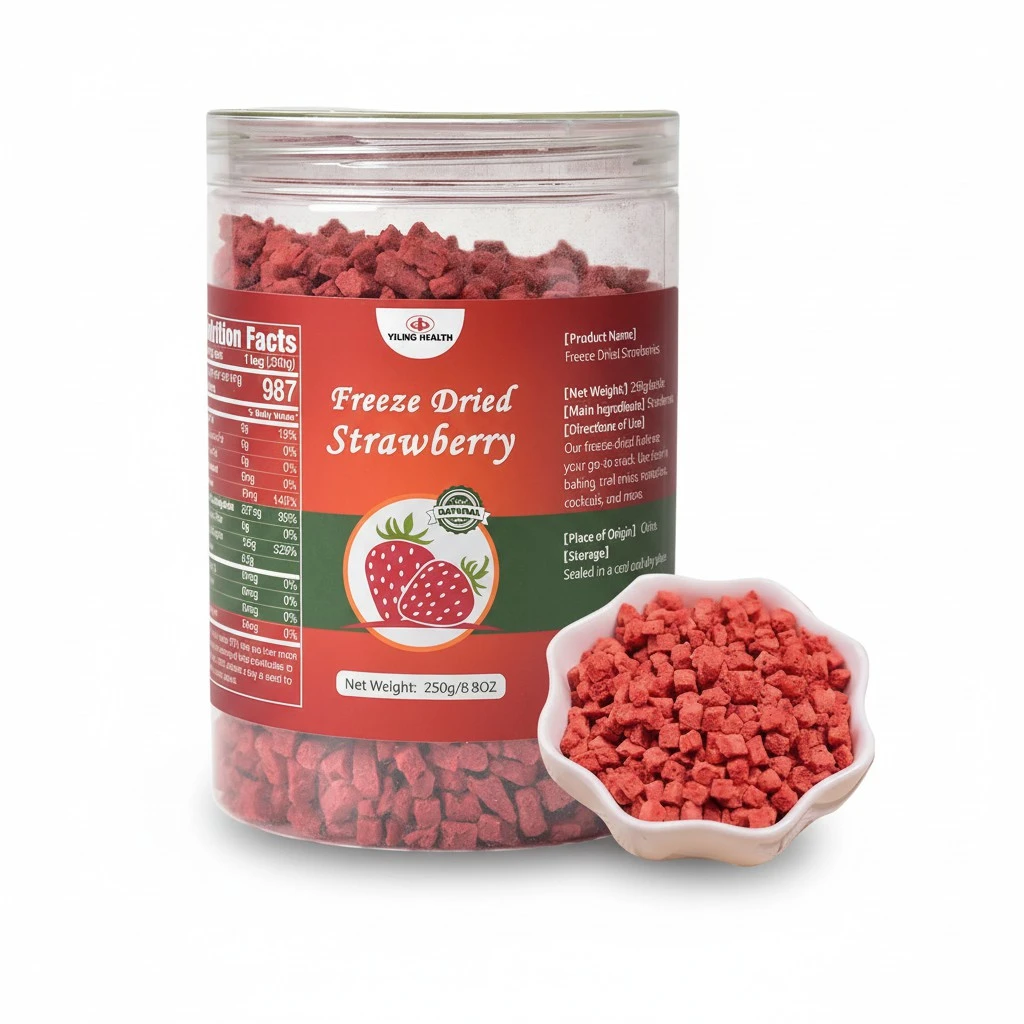Premium Freeze Dried Strawberries Pieces 8.81 Oz/250g, Crispy Diced Strawberries Dried, 100% Natural & No Additives, No Sugar (bottle-8.8 oz)