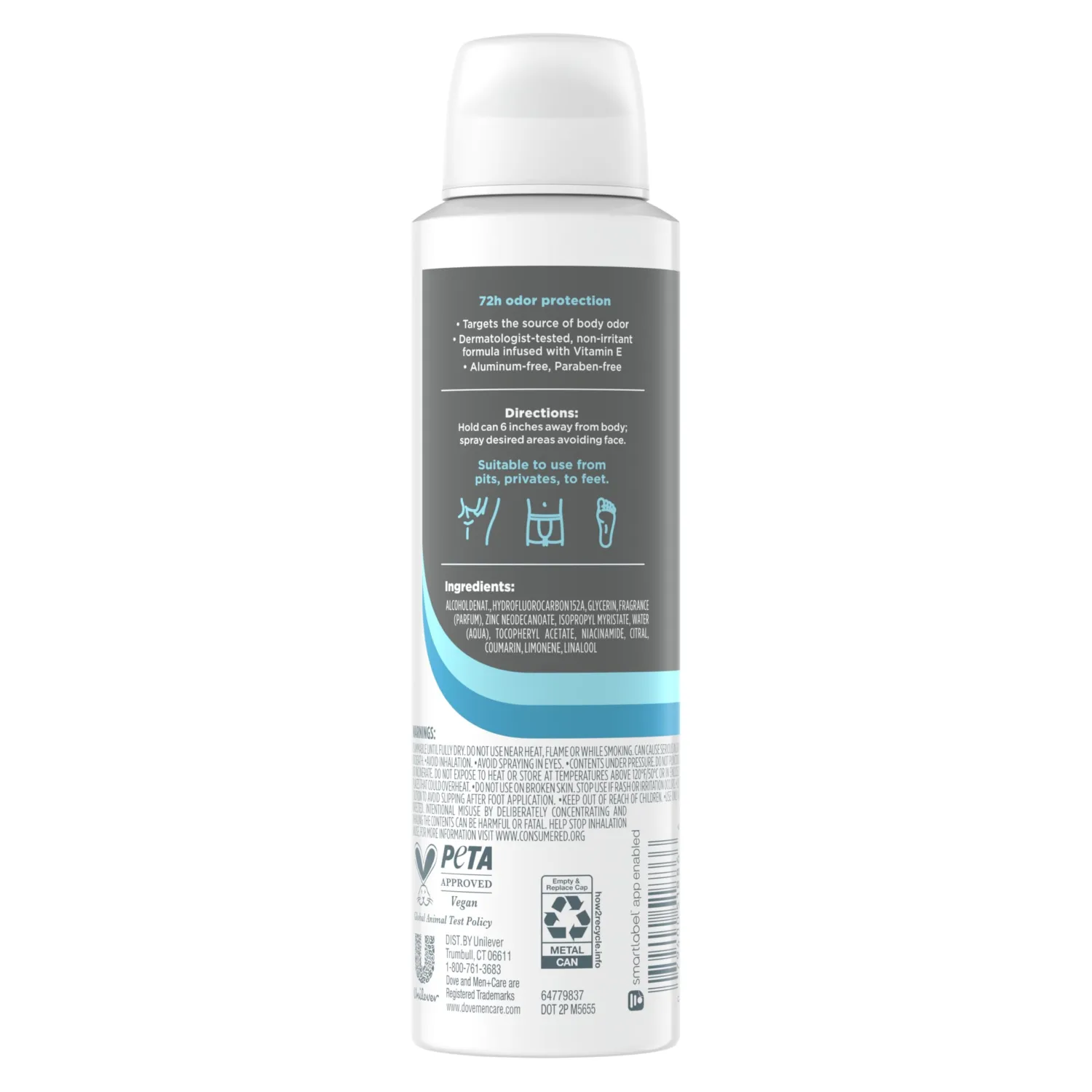 Dove Men+Care Whole Body Deodorant Marine + Blue Cypress For 72H Odor Protection from pits, privates, to feet 4 oz