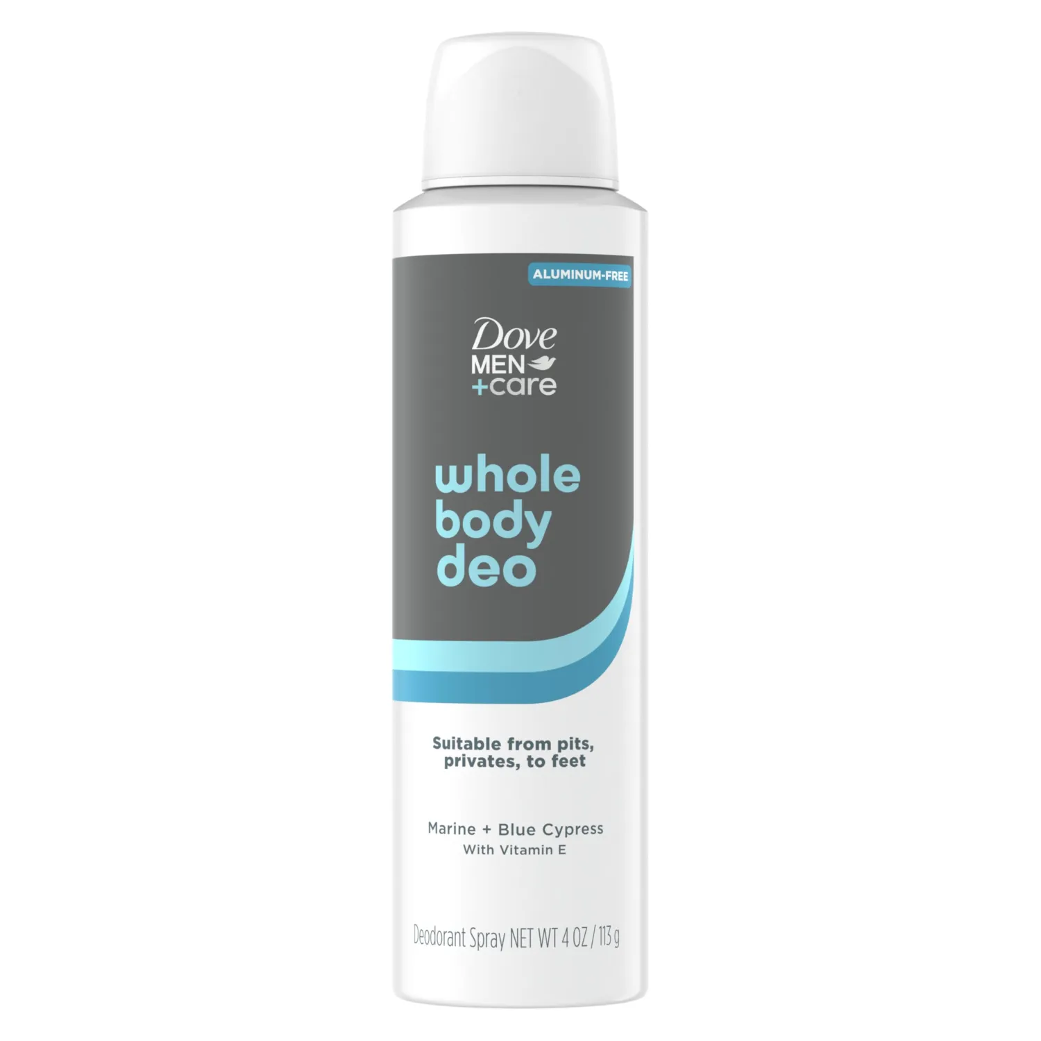 Dove Men+Care Whole Body Deodorant Marine + Blue Cypress For 72H Odor Protection from pits, privates, to feet 4 oz