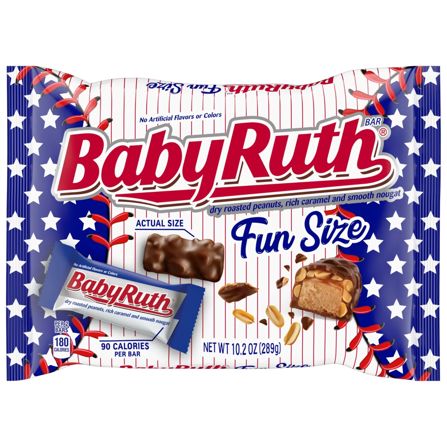 Baby Ruth, Chocolatey, Peanut, Caramel, Nougat, Fun Size Candy Bars, 10.2 oz