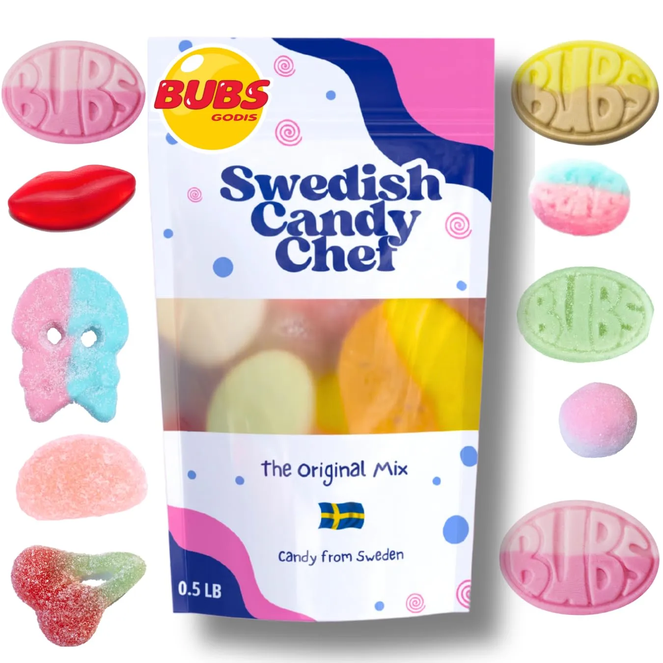 Swedish Candy Chef Mix - Bubs Swedish Candy - Variety Pack - Hand Packed in Sweden - .5LB