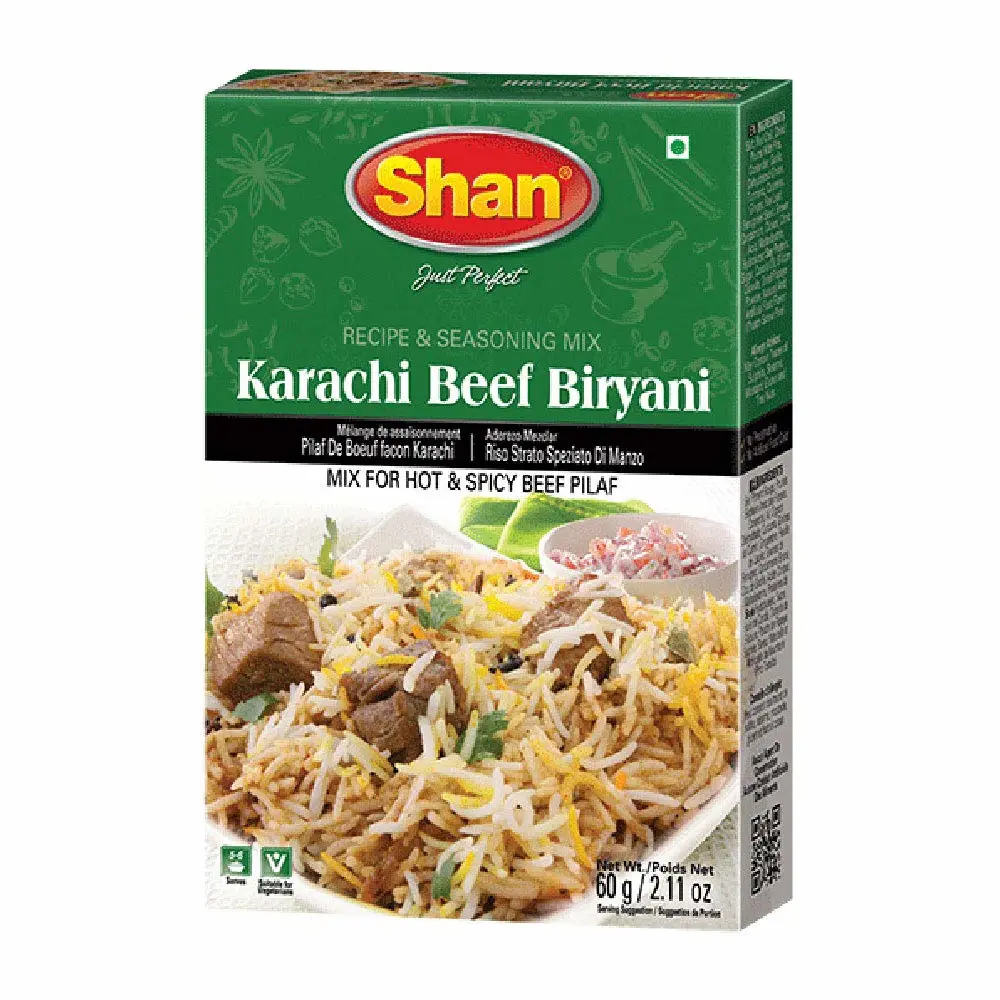Shan Karachi Beef Biryani Masala Mix 2.11 oz (60g) - Authentic Biryani Spice Mix for Beef Pilaf, Traditional Indian Spices for Biryani Rice, Hot & Spicy Biryani Seasoning | Airtight Box