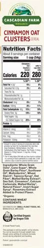 Cascadian Farm Organic Cinnamon Oat Clusters Breakfast Cereal, Made With Whole Grain, Non-GMO, 15 oz (Pack of 2)