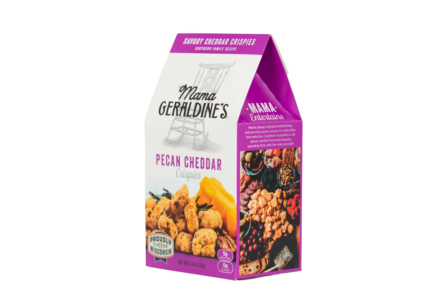 Mama Geraldine's Pecan Cheddar Crispies | Crunchy Snacks Crackers | 4.5 oz Party Appetizers | Made in USA (Pack of 1)