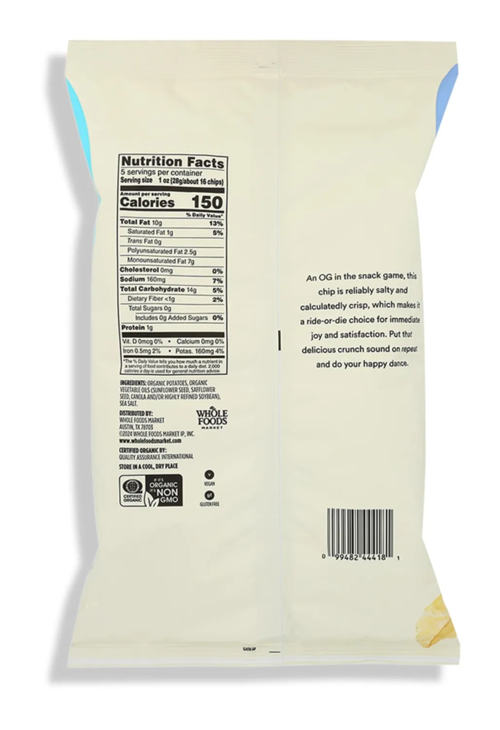 365 by Whole Foods Market, Chip Potato Classic Sea Salt Organic, 5 Ounce