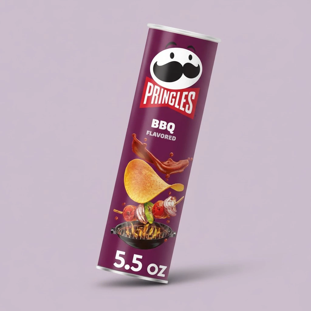 Pringles Potato Crisps Chips, Lunch Snacks, On-The-Go Snacks, BBQ, 5.5oz Can (1 Can)