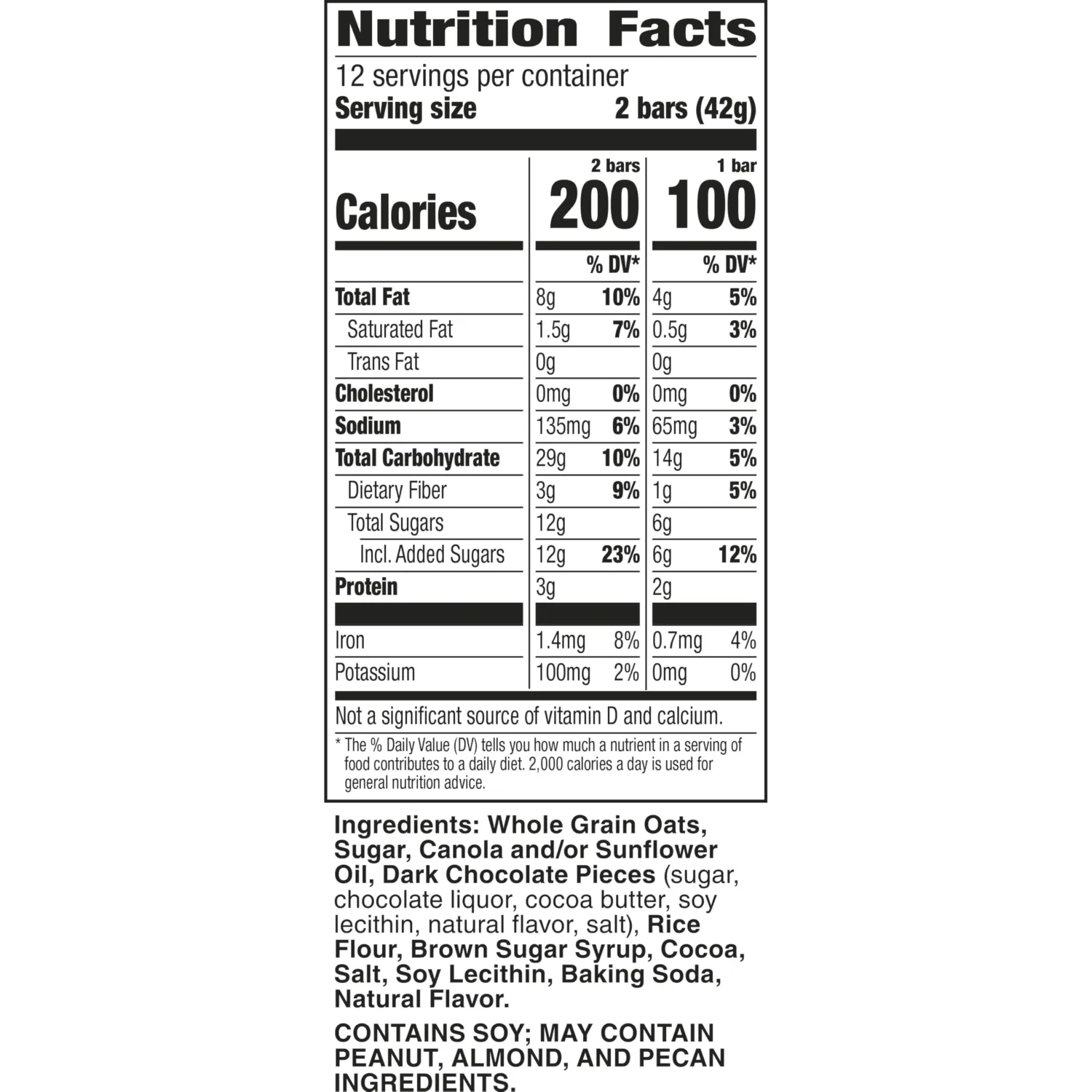 Nature Valley Crunchy Granola Bars, Oats 'n Dark Chocolate, 24 Bars, 17.88 OZ (12 Pouches)