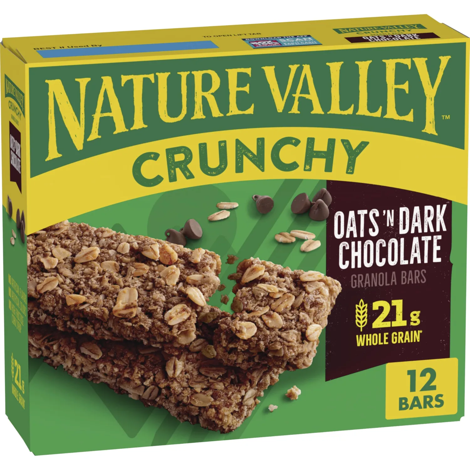 Nature Valley Crunchy Granola Bars, Oats 'n Dark Chocolate, 12 Ct, 8.94 oz (6 Pouches)