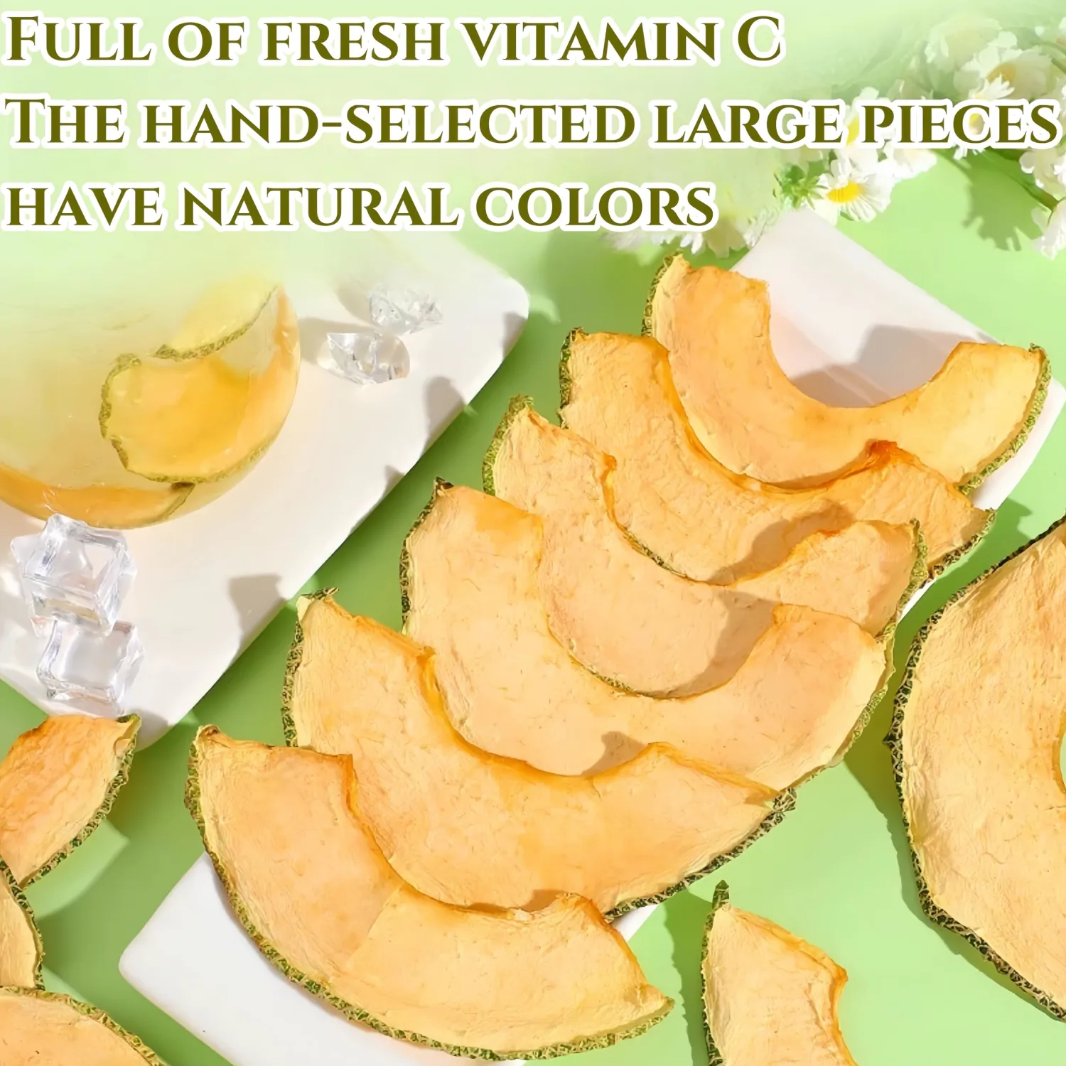 Dehydrated Dried Cantaloupe Slices - Pure Fruit, No Added Sugar & Plant-Based | Delicious Snack in Resealable Jar (Its Texture Is Soft) | Light Dryness for Active Lifestyles & Travel (200g)