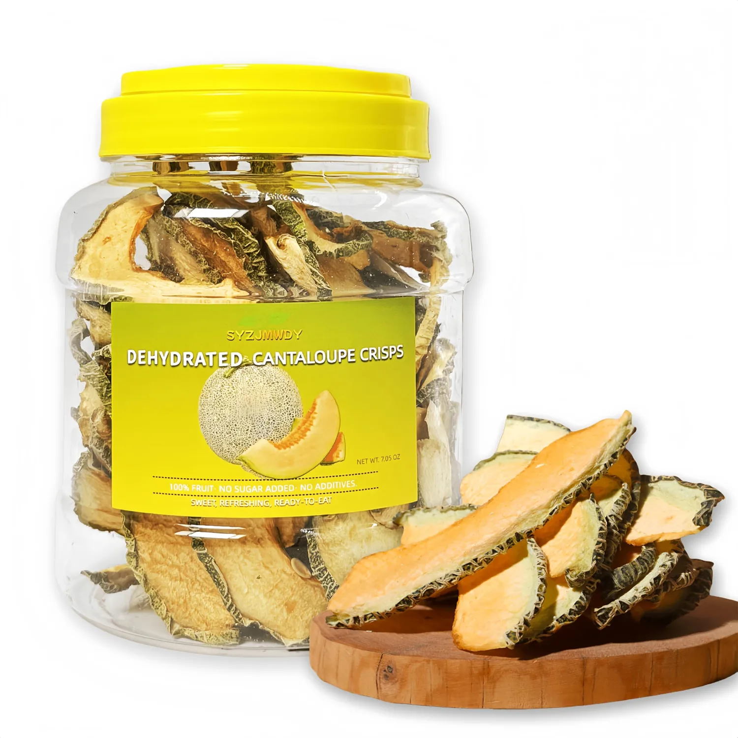 Dehydrated Dried Cantaloupe Slices - Pure Fruit, No Added Sugar & Plant-Based | Delicious Snack in Resealable Jar (Its Texture Is Soft) | Light Dryness for Active Lifestyles & Travel (200g)