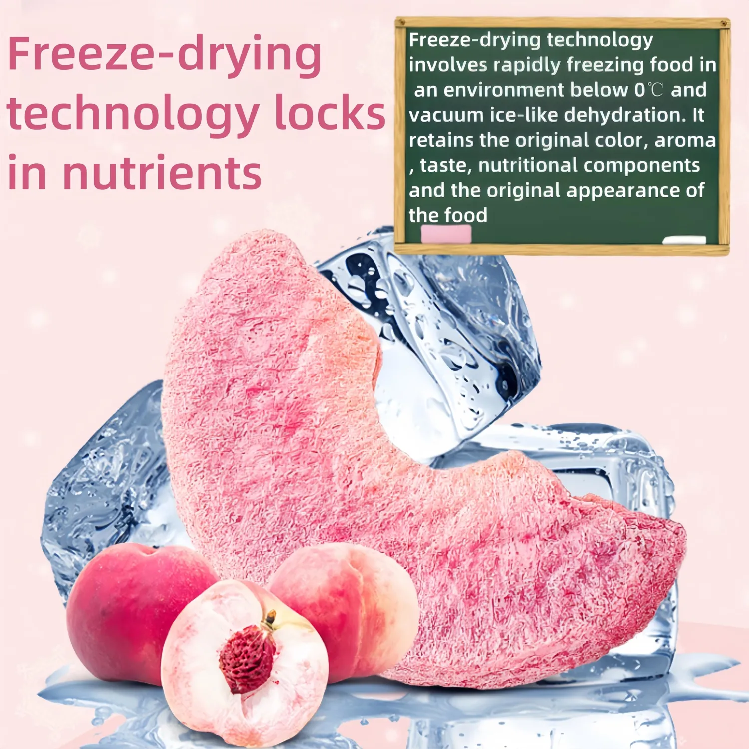 Freeze-Dried Peach Crisps | Pure Fruit Snacks, | Ideal for Outdoor Activities, Baking, Lunchbox & Travel Friendly | No Added Sugar Resealable Packaging (200 g)