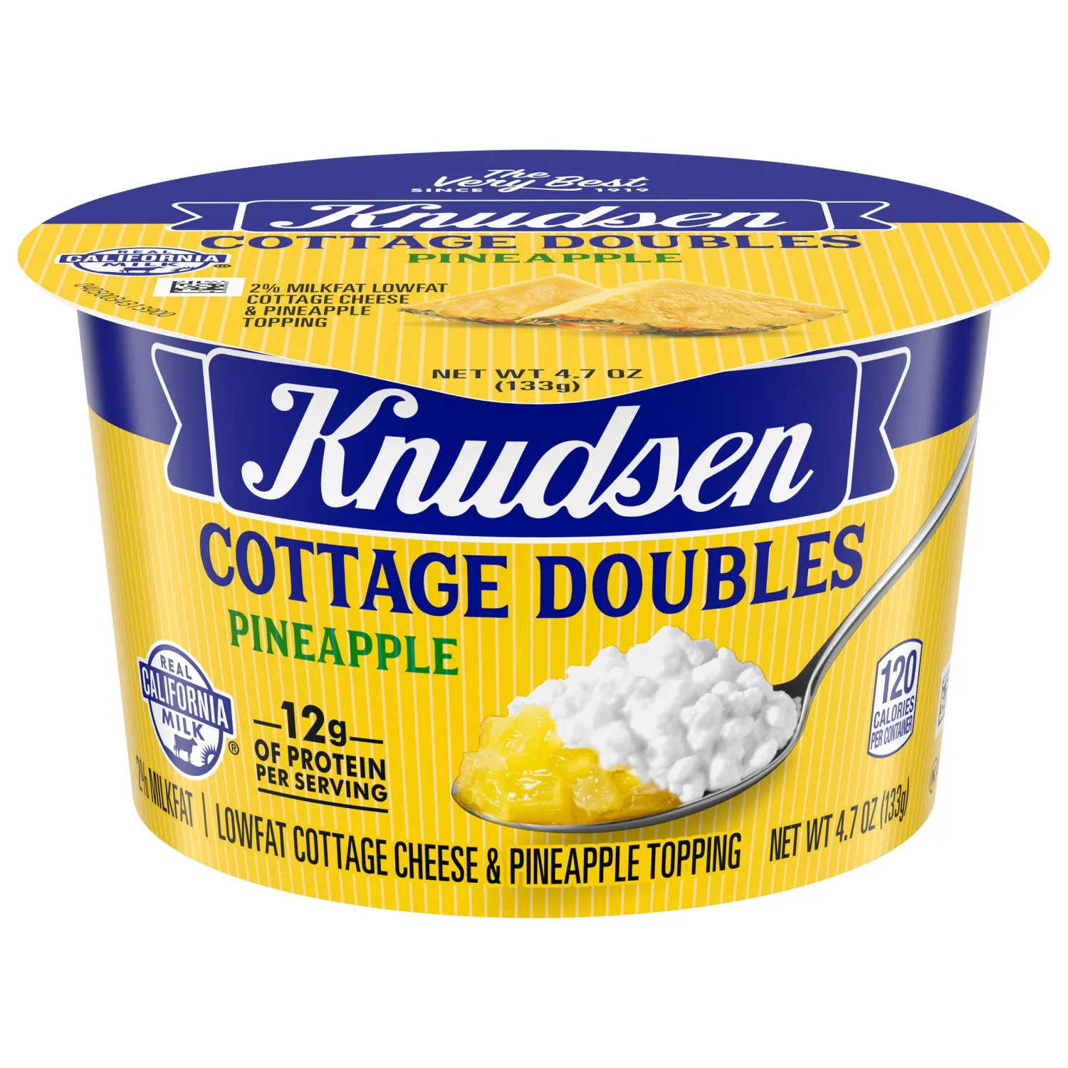 Knudsen Cottage Doubles Lowfat Cottage Cheese & Pineapple Topping with 2% Milkfat (4.7 oz Cup)