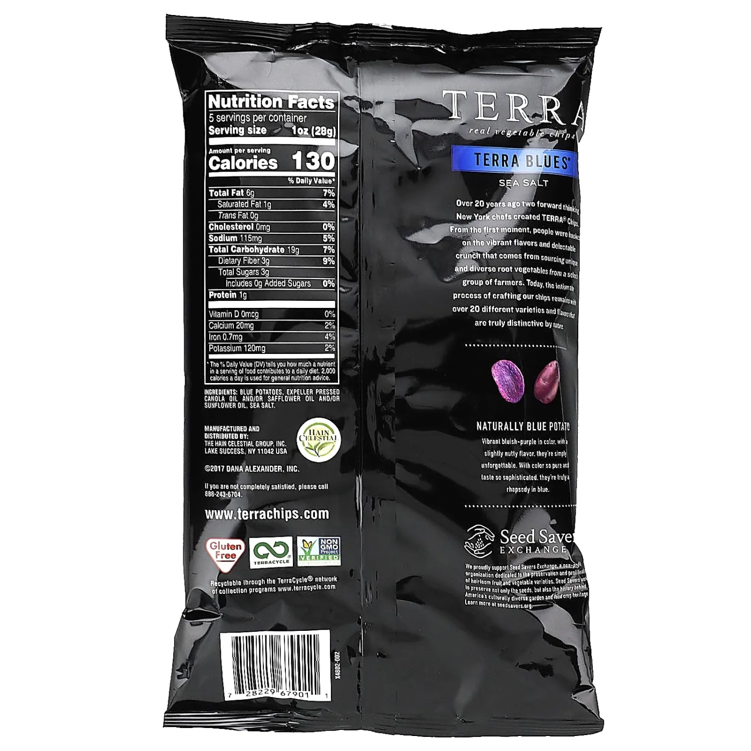 Terra Vegetable Chips, Blues with Sea Salt, 5 oz