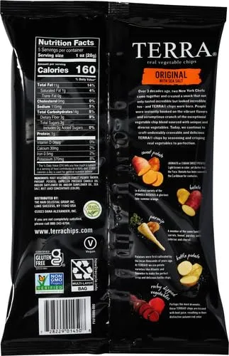 Terra Vegetable Chips, Original Exotic Sea Salt, 5 oz (Pack of 3)