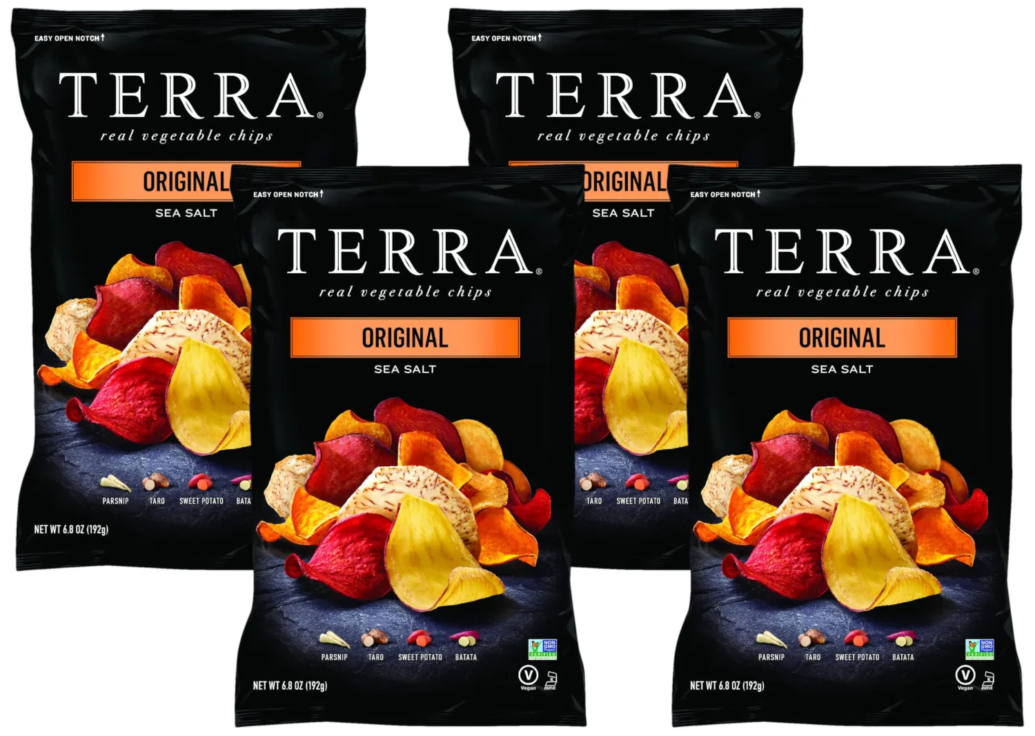 Terra Vegetable Chips, Original Chips with Sea Salt, 6.8 Oz (Pack of 4)