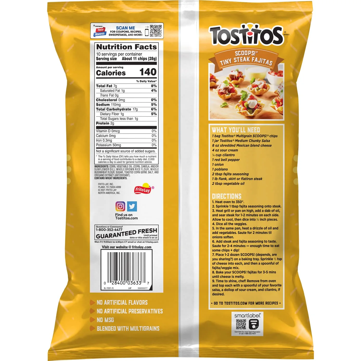 Tostitos Scoops! Multigrain Tortilla Chips, 10 Oz