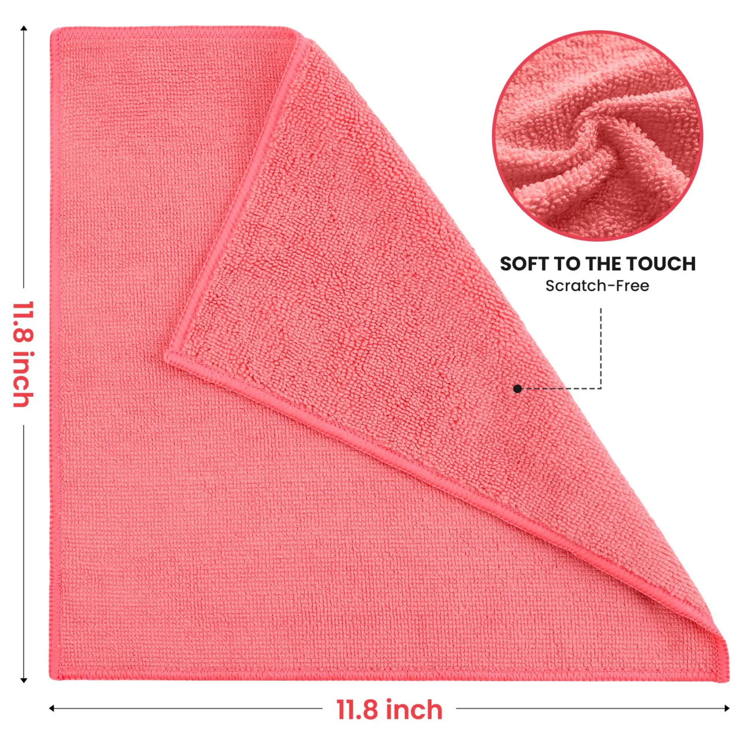 Microfiber Cleaning Cloth, 12 Pack Assorted Color Cleaning Rags for Housekeeping, Colorful Reusable Microfiber Towels for Car, Kitchen, Bathroom and Household Cleaning Supplies, 11.8"X11.8"