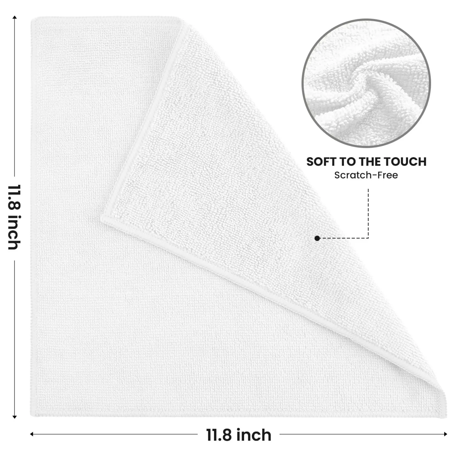 Microfiber Cleaning Cloth, 12 Pack Lint-Free and Highly Absorbent Rags, White Reusable Microfiber Towels for Car, Kitchen, Bathroom and Household Cleaning Supplies, 11.8"X11.8"