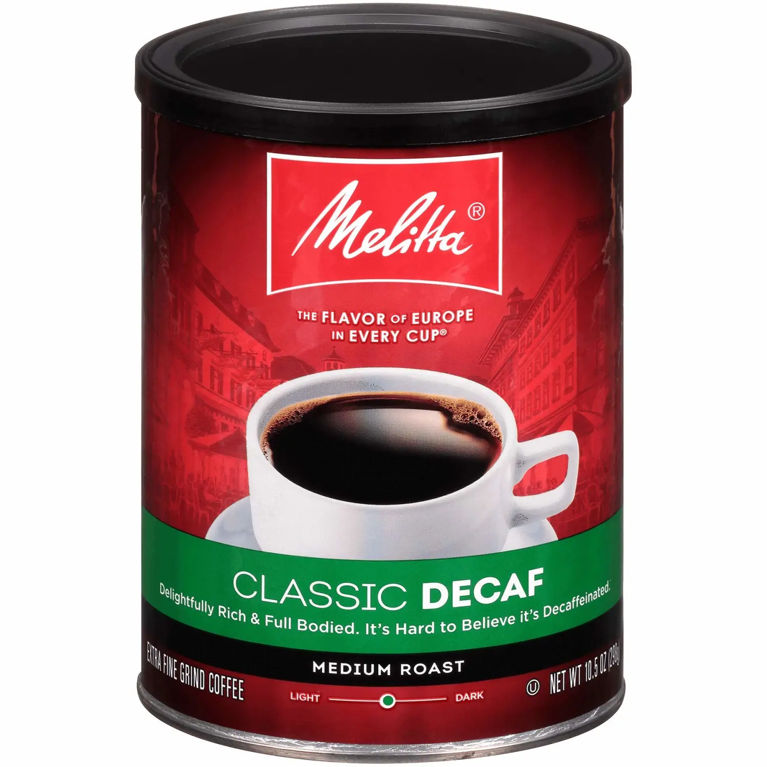 Melitta Classic Decaf Coffee, Medium Roast, Extra Fine Grind, 10.5 Ounce Can