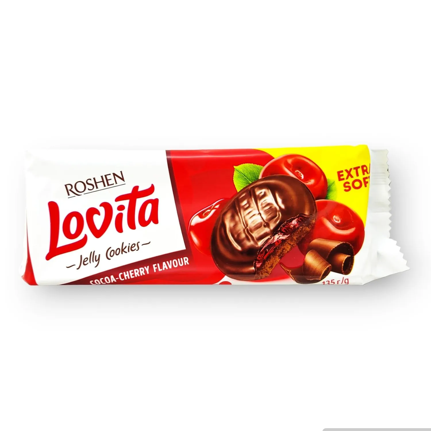 Roshen Lovita Cookies with Cherry Jelly Filling - Irresistible Sweetness in Every Bite - 4.76 oz (135 grams, Pack of 2)