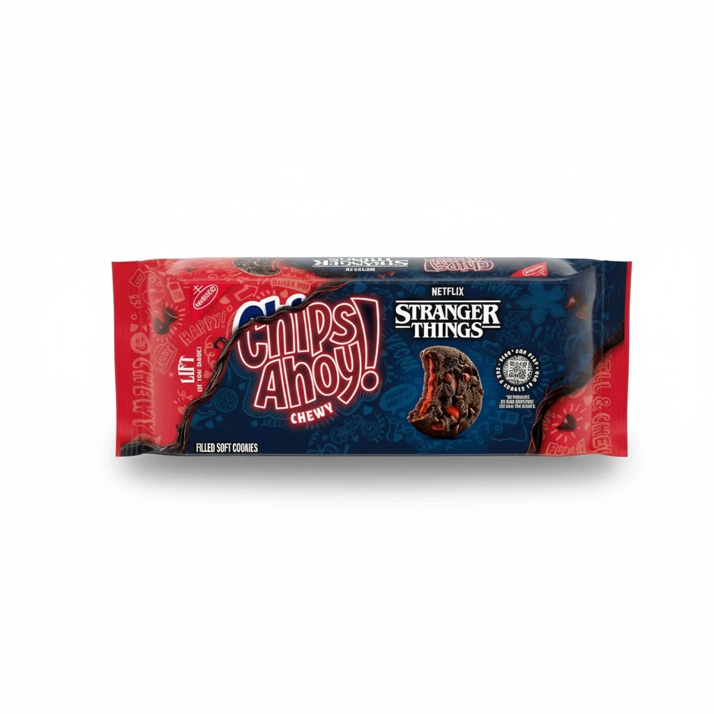 CHIPS AHOY! Stranger Things Chewy Chocolatey Strawberry-Flavored Filled Soft Cookies, Limited Edition, 9.9 oz