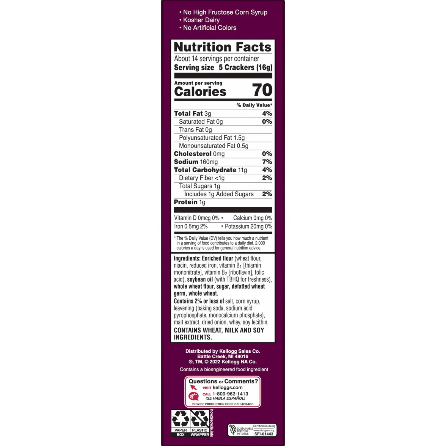 Toasteds Crackers, Party Snacks, Lunch Snacks, Harvest Wheat, 8oz Box (1 Box)