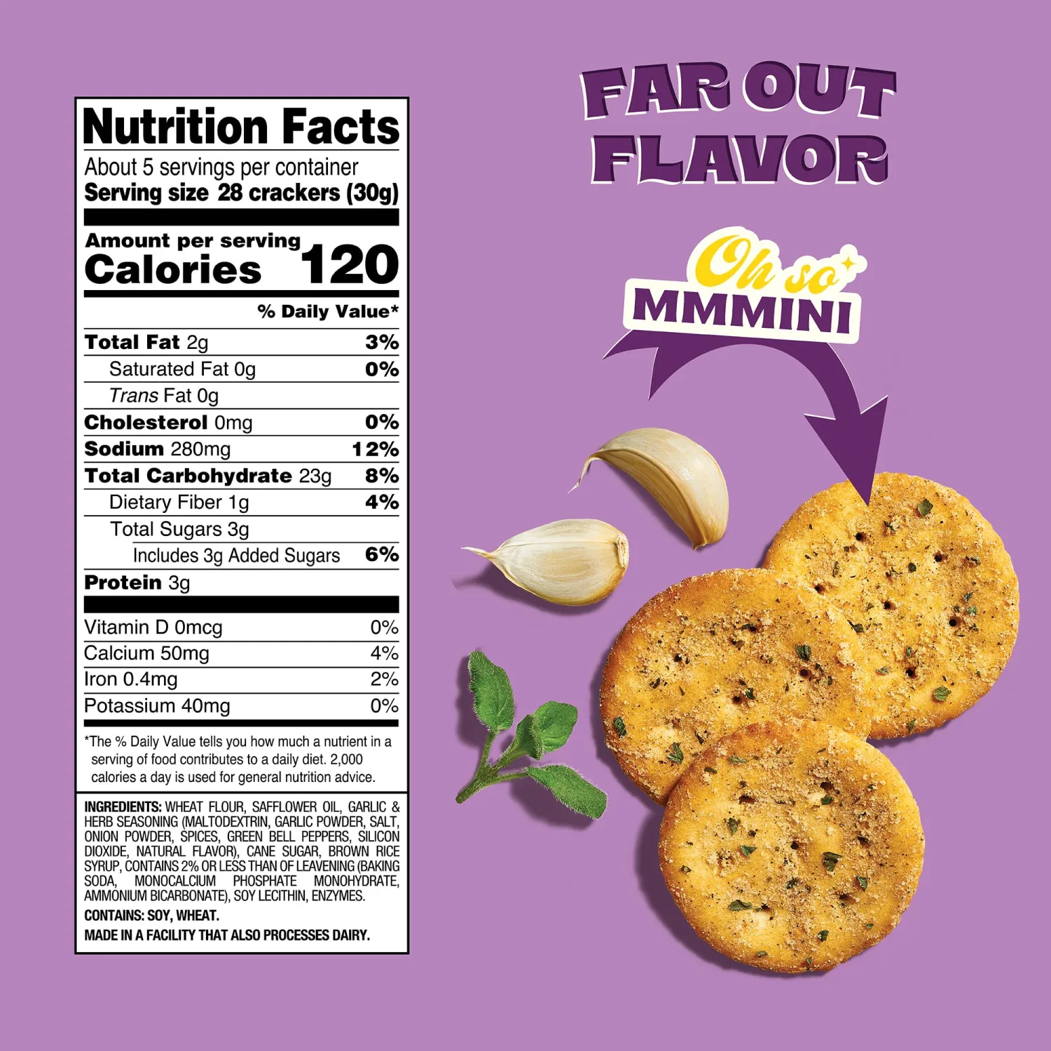 NEW Back to Nature Garlic & Herb Mini Seasoned Crackers, Non-GMO, Vegan Friendly Plant-Based Snack Cracker, Snack Happy, 5 oz Box