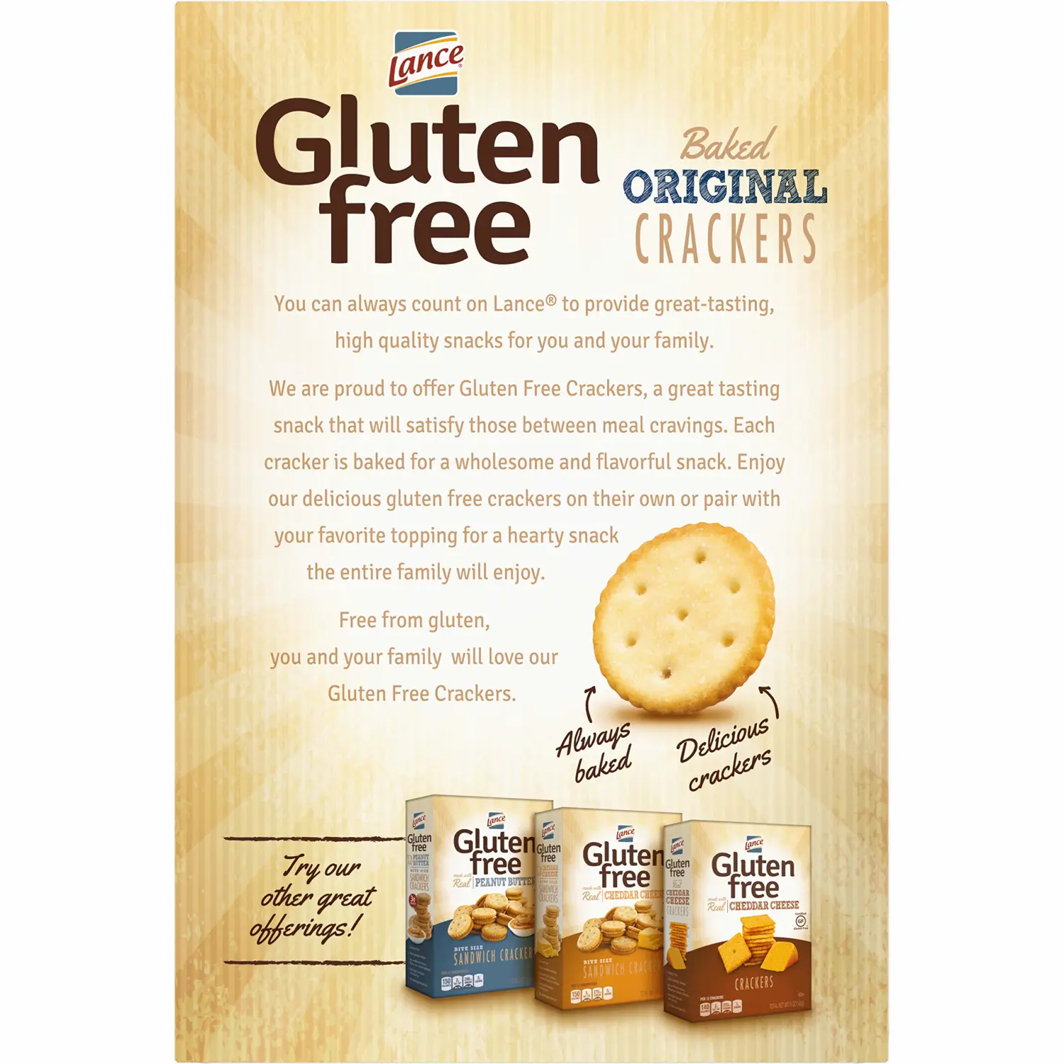 Lance Gluten Free Crackers, Original Baked, 5 Oz Box