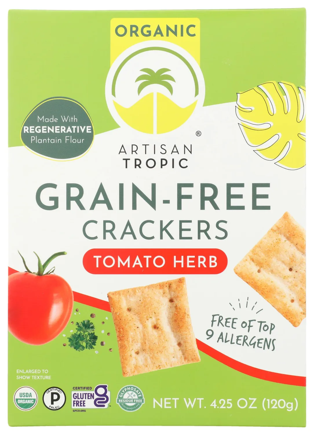 ARTISAN TROPIC Organic Tomato Herb Crackers, 4.25 OZ