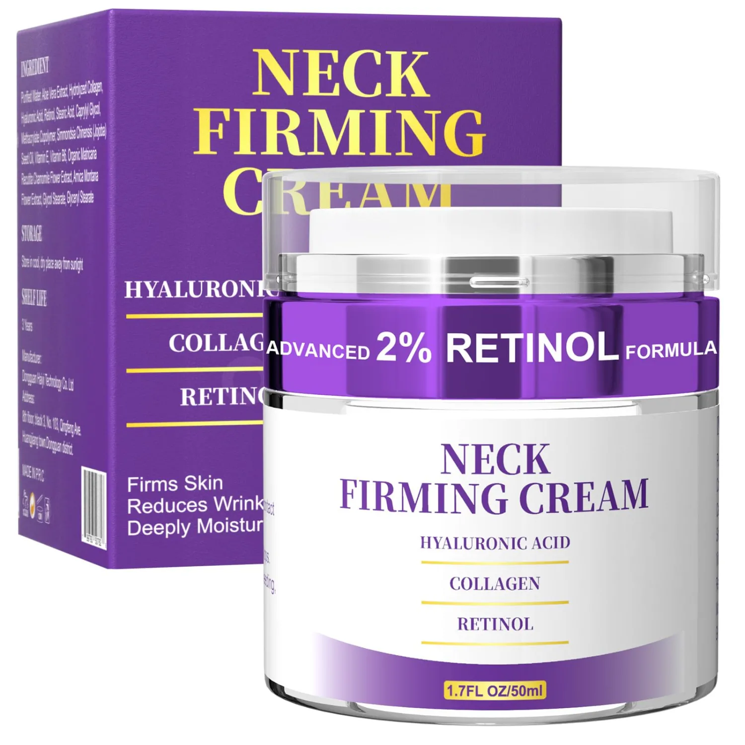 Neck Creams for Tightening and Firming, Retinol Cream for Face, Tighten and Lift Neck Firming Cream, Anti Aging Face Moisturizer with Collagen, Hyaluronic Acid for Sagging Skin, Wrinkle, 1.7 Fl OZ