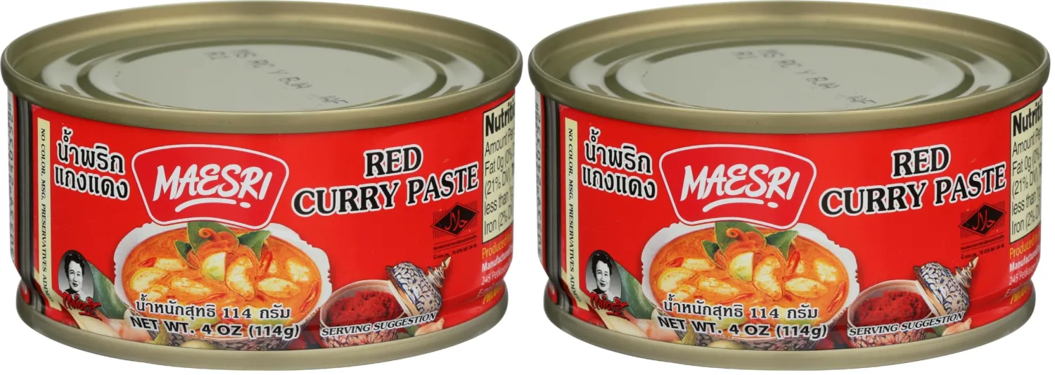 MAESRI Red Thai Curry Paste, 4 OZ (Pack of 2)