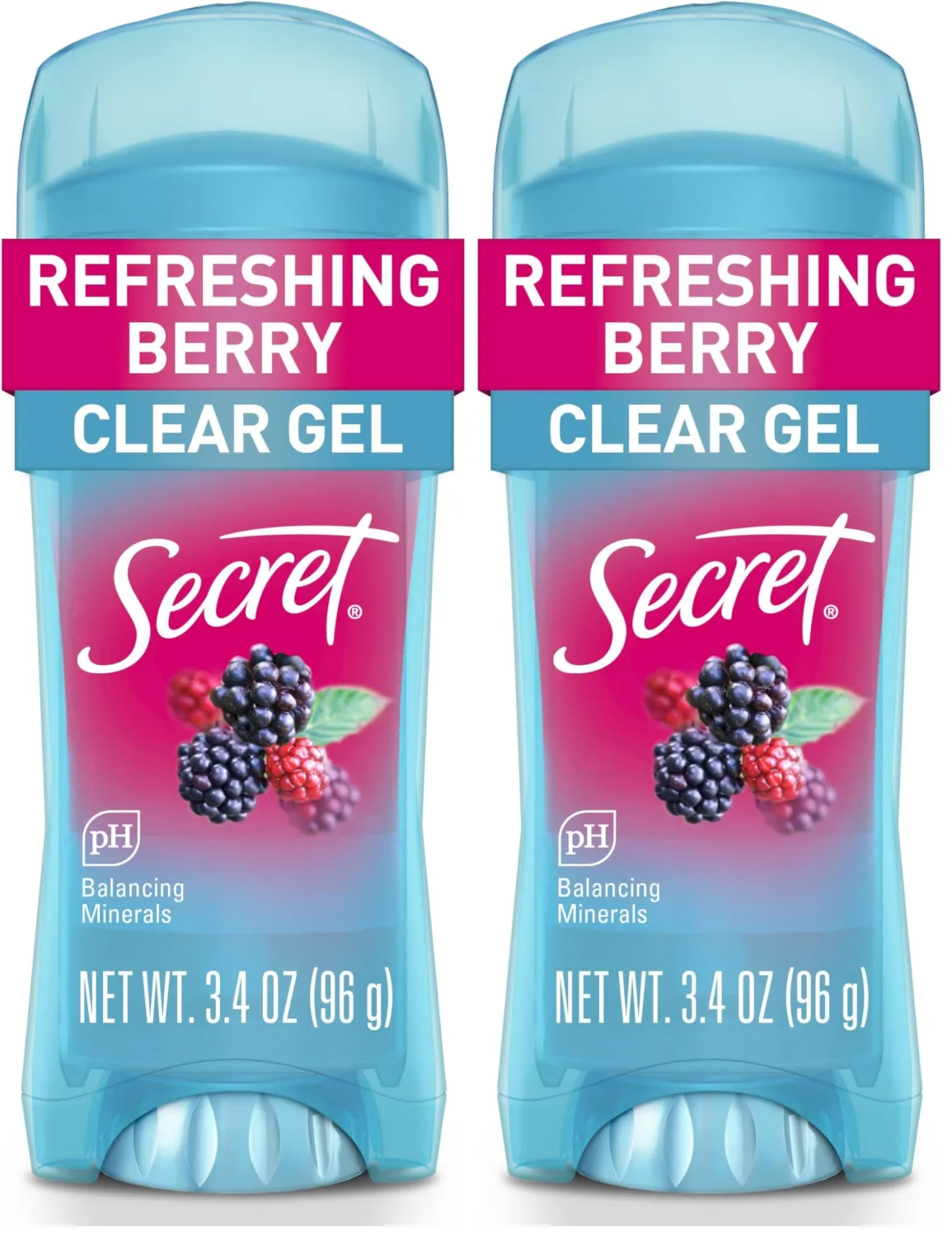 Secret Fresh Clear Gel Deodorant for Women, 48 Hour Protection, Refreshing Berry Scent, 3.4 oz (Pack of 2)