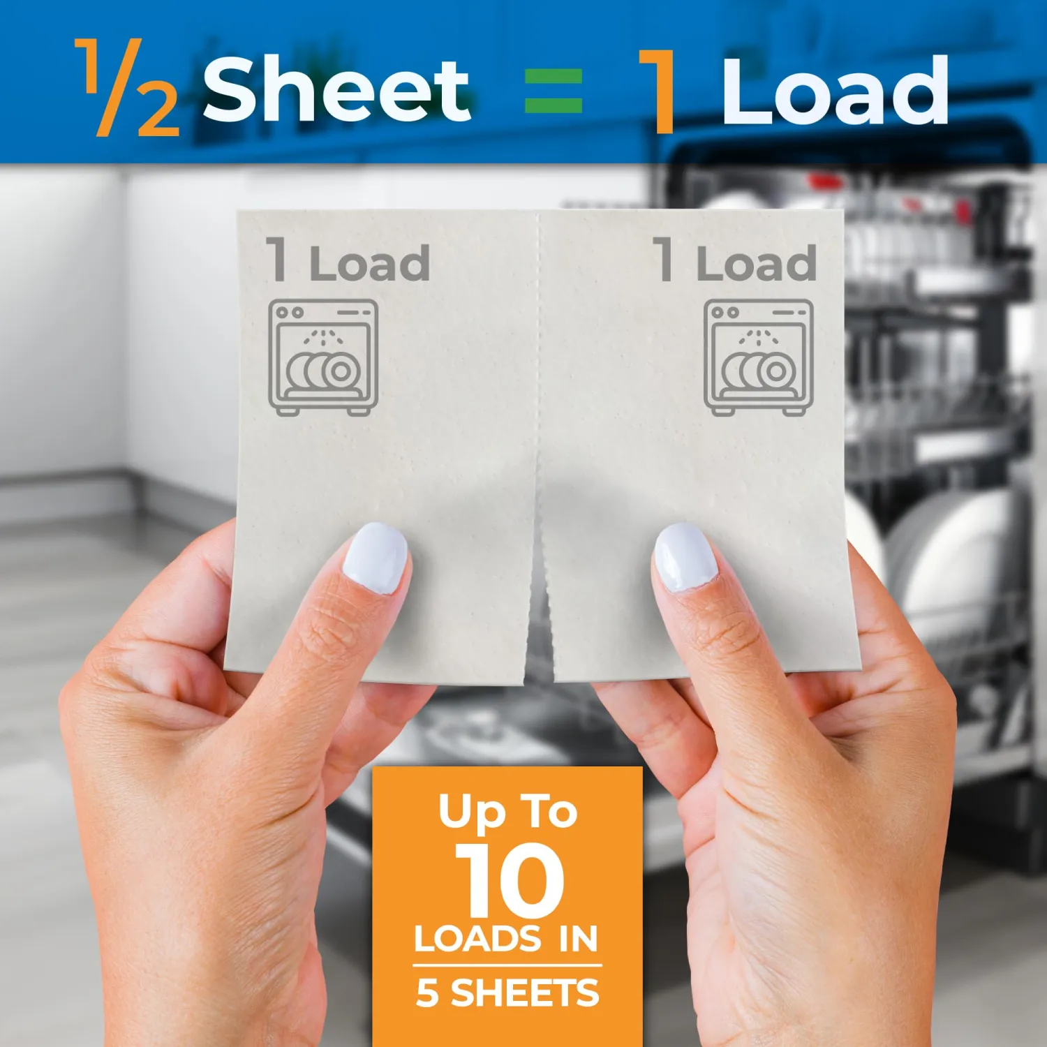 Gull living Eco-Friendly Dishwasher Detergent Sheets - Natural Dishwashing Detergent - Plant Based Dishwasher Soap Sheets - Unscented & Plastic Free Travel Size 10 loads with sustainable Packaging.