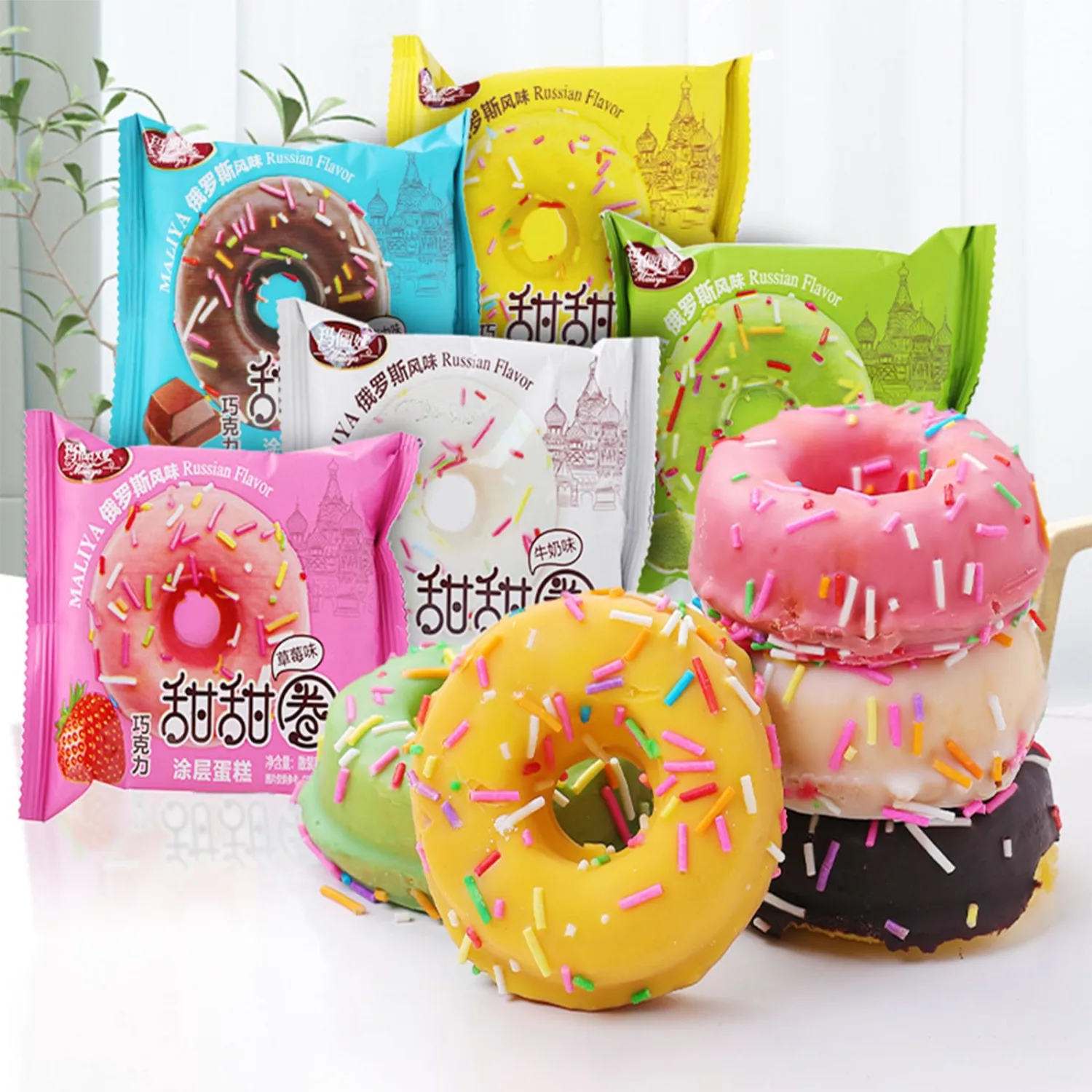 5 PCS Donuts Cake,Baked Snickerdoodle,5 Delicious Flavors (Chocolate, Milk, Strawberry,Matcha,Mango), Instant Desserts,Paired with Coffee, Tea, Hot Chocolate