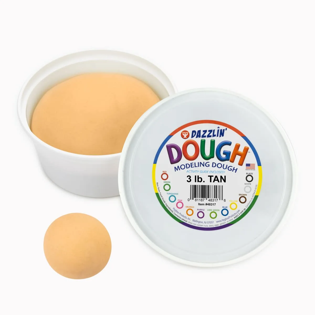 Hygloss Play Modeling Dough for Kids – Multicultural Skin Tones – Safe & Non-Toxic Sensory Dough for Arts & Crafts – Play Clay for Toddler Activities, Preschool Classroom Must-Haves (3 lb, Tan)