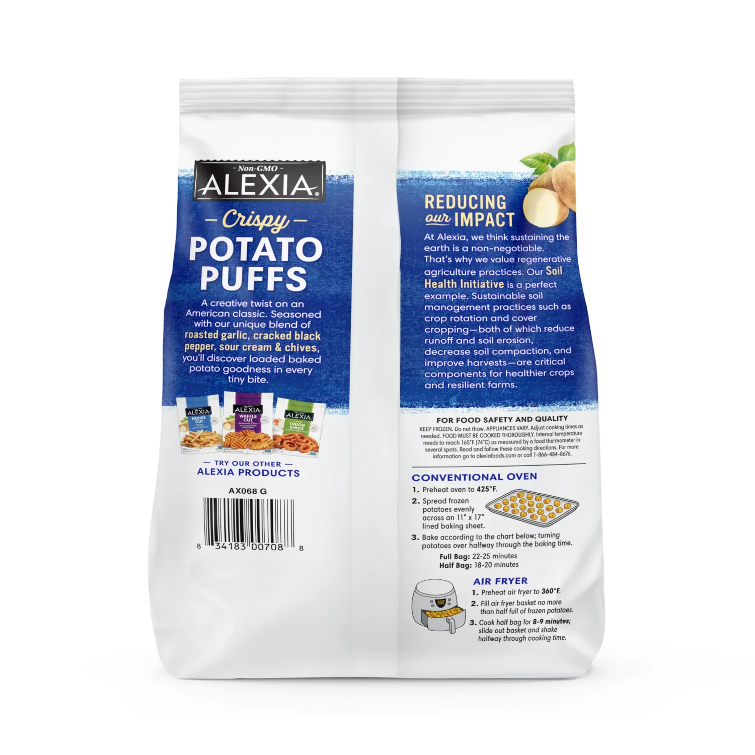 Alexia Crispy Potato Puffs with Roasted Garlic and Cracked Black Pepper, 19 oz