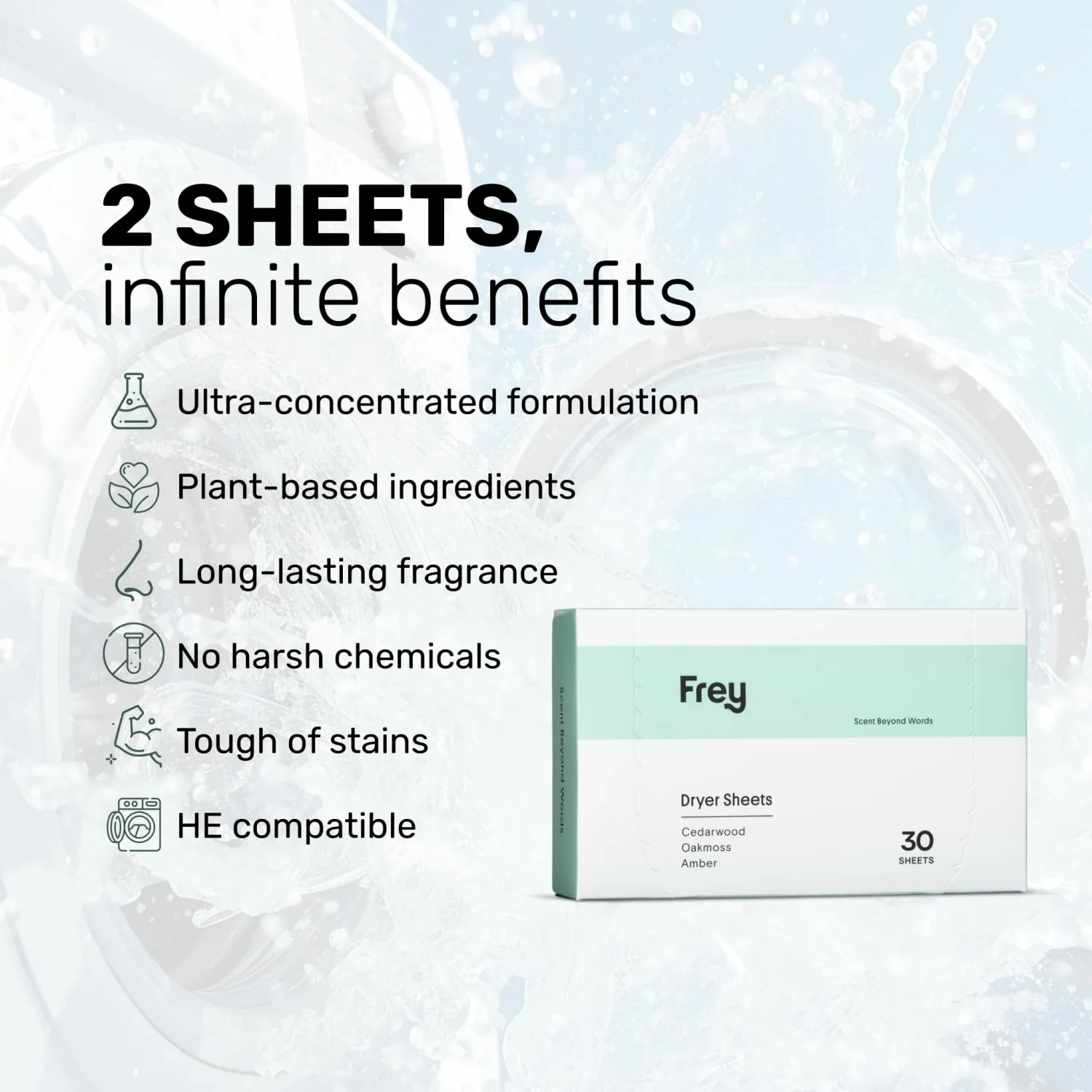 FREY Naturally Scented Dryer Sheets - Fabric Softener for Soft, Fresh & Clean Clothes (1-pack, Cedar Grove)