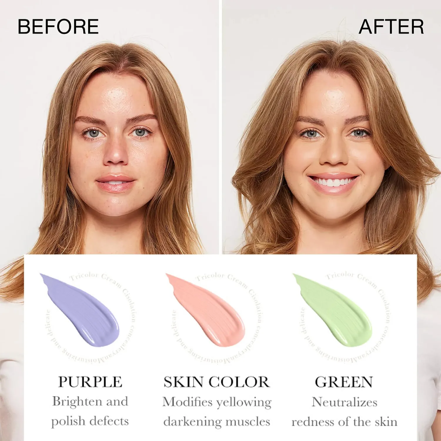 One Step Color Corrector Primer, 3 In 1 Primer for Face Before Makeup, Face Tinted Moisturizer Sunscreen Isolation Cream,SPF 50,Makeup Primer Oil Control & Concealer Skin Tone Correcting,Radiance Skin